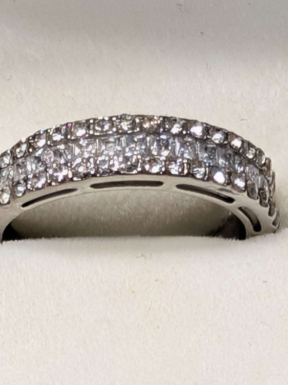 Silver Three Row CZ Beautiful Band Ring